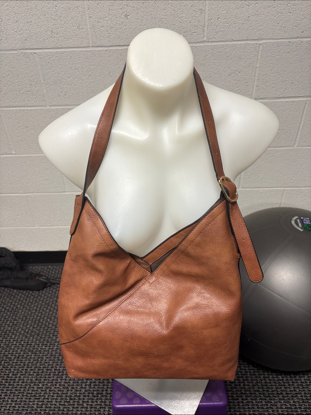 Classic Brown Leather Hobo Shoulder Bag